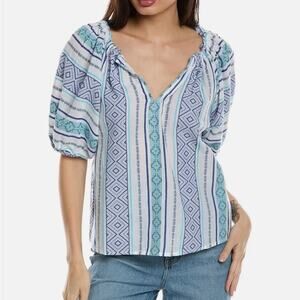 Velvet by Graham & Spencer Kimmy Jacquard boho top blue - S